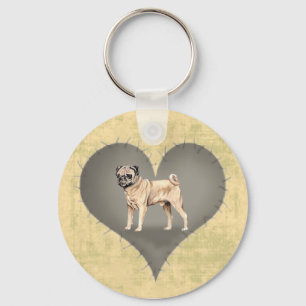 Heart Pug Key Ring