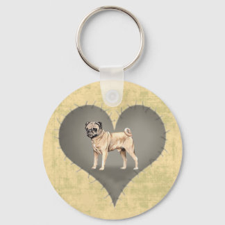 Heart Pug Key Ring