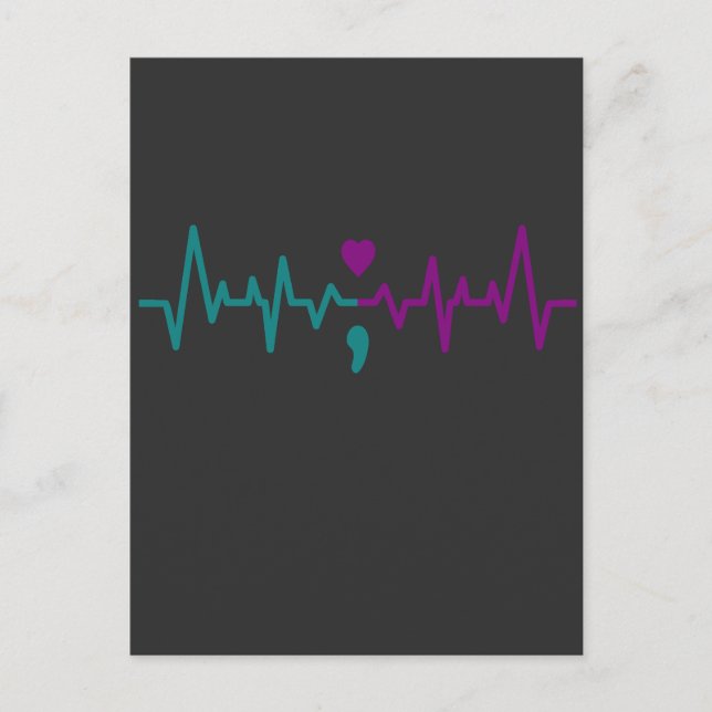 Heart Pulse Suicide Prevention Awareness Mental Postcard (Front)