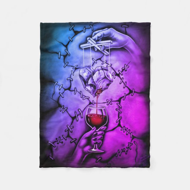 Heart Puppet Fleece Blanket (Front)