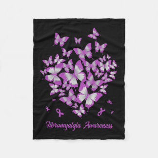 Heart Purple Ribbon Fibromyalgia Awareness Warrior Fleece Blanket