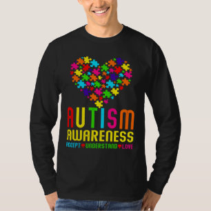 Heart Puzzle Autism Awareness Support Family Men W T-Shirt