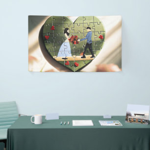 Heart Puzzle Event Banner - Romantic Party Decor