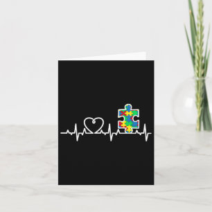 Heart Puzzle Piece Heartbeat Cool Autism Awareness Card