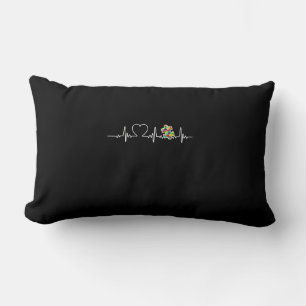 Heart Puzzle Piece Heartbeat Cool Autism Awareness Lumbar Cushion
