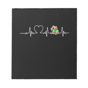 Heart Puzzle Piece Heartbeat Cool Autism Awareness Notepad