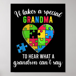 Heart Puzzle Shirt, Grandma Autism Awareness Poster