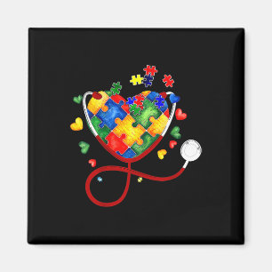 Heart Puzzle Stethoscope Er Rn Cna Nurse Autism Aw Magnet