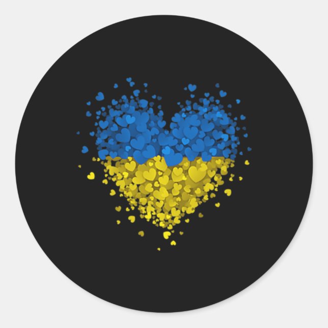Heart Puzzle Ukraine Love Ukraine Ukrainian Flag S Classic Round Sticker (Front)