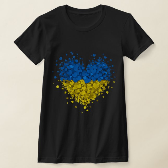 Heart Puzzle Ukraine Love Ukraine Ukrainian Flag S T-Shirt (Laydown)