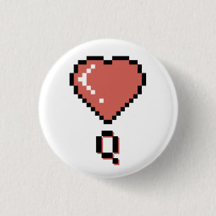 Heart queen black outline 3 cm round badge