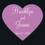 Heart Radiant Orchid Wedding Stickers<br><div class="desc">Heart radiant orchid wedding stickers with customisable text</div>