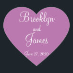 Heart Radiant Orchid Wedding Stickers<br><div class="desc">Heart radiant orchid wedding stickers with customisable text</div>