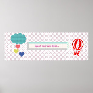 Heart Rain Baby Shower Children Room Poster Banner