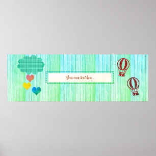 Heart Rain Baby Shower Children Room Poster Banner