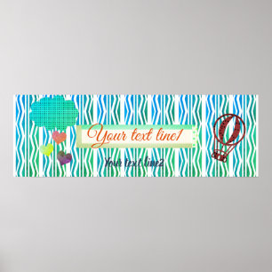 Heart Rain Baby Shower Children Room Poster Banner