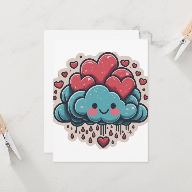 Heart Rain Cartoon  (Front/Back In Situ)