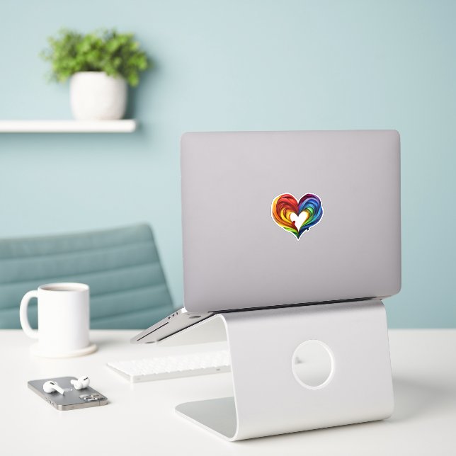 Heart Rainbow Colours (Laptop On Desk)