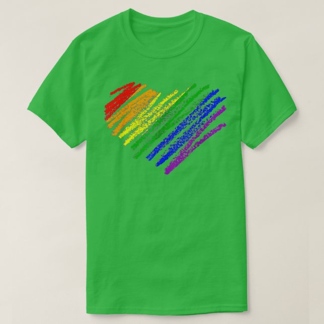 Heart Rainbow Flag LGBT Gay Les Pride Support LGBT T-Shirt (Design Front)