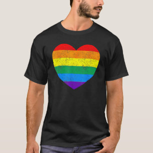 Heart Rainbow Flag LGBT Gay Les Pride Support LGBT T-Shirt