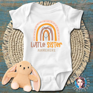 Heart rainbow little sister baby bodysuit