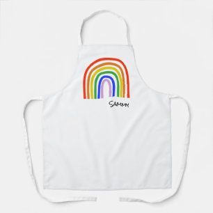 Heart Rainbow NAME Colourful Kids Art Love Fun Apron