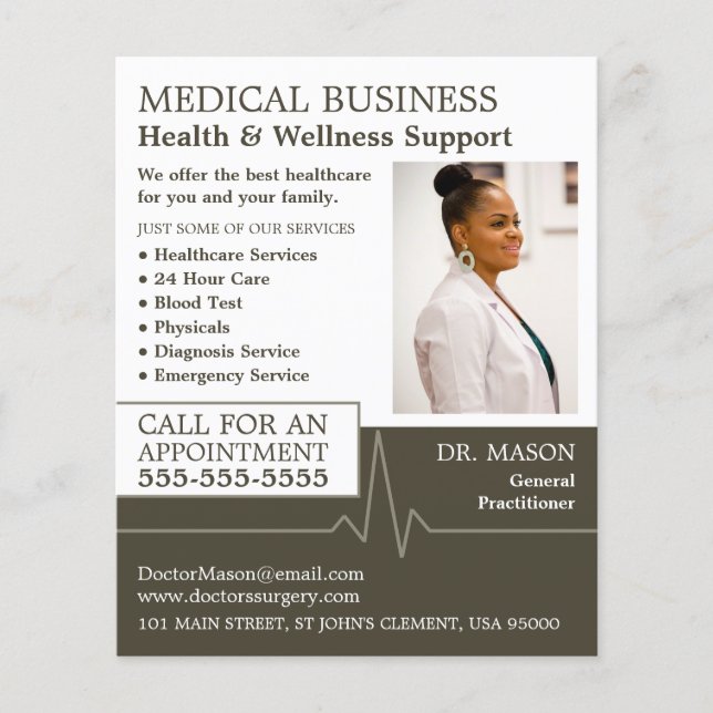 Heart Rate, General Practitioner, Nurse, Medical Flyer (Front)