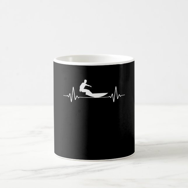 Heart Rate With Surfer Surf Coffee Mug (Center)