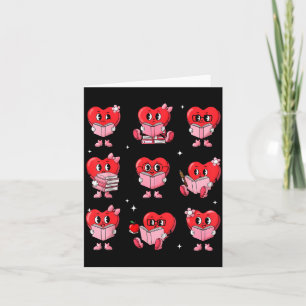 Heart Reading Books Valentine Teacher Boy Girl Boo Card