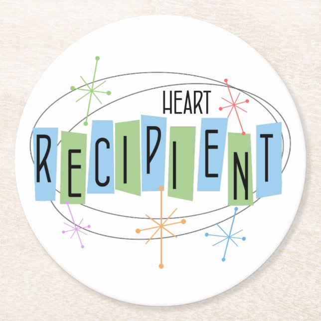 Heart Recipient Retro Style Round Paper Coaster (Front)