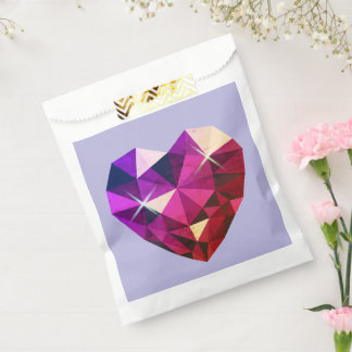 Heart Red and Purple Gemstone Favour Bags
