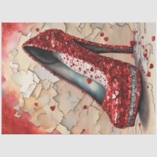 Heart Red High Heel Glamourous Decoupage Paper