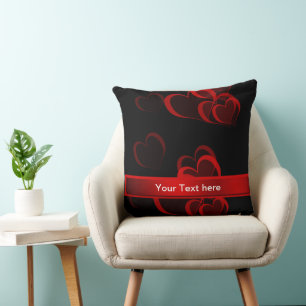 heart red in black text template cushion
