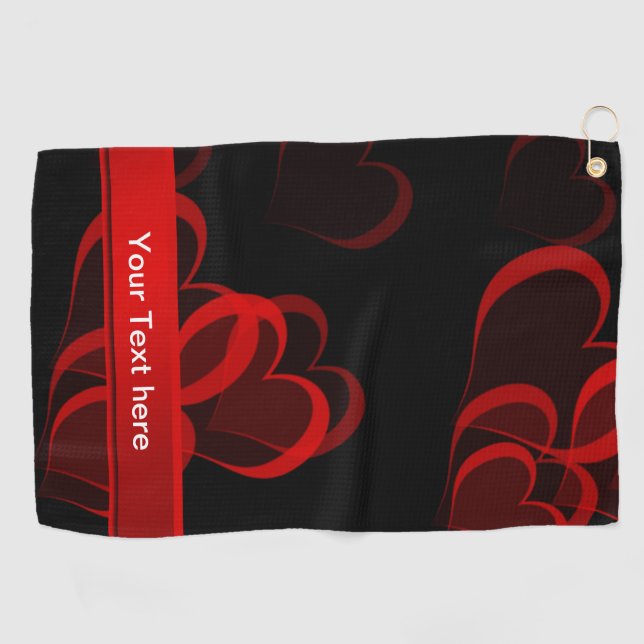 heart red in black text template golf towel (Horizontal)