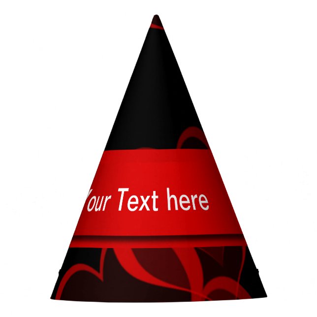 heart red in black text template party hat (Front)