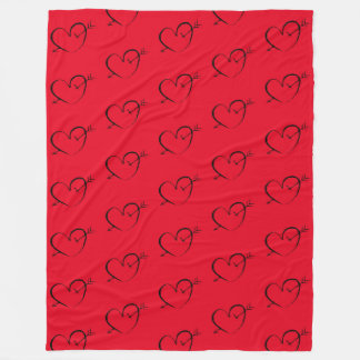 Heart red large sherpa blanket