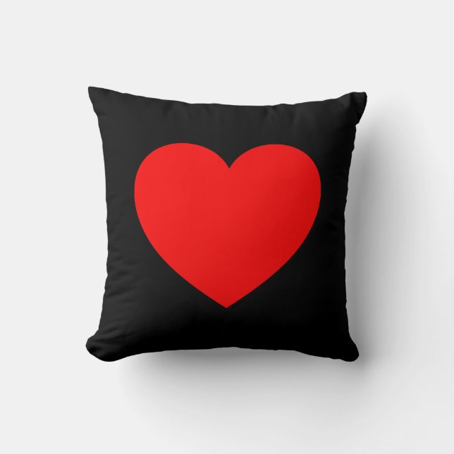 Heart - Red on Black Cushion (Front)