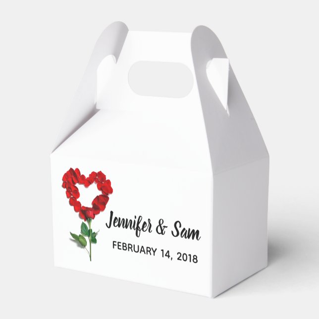Heart Red Rose Valentine's Day Wedding Favour Boxe Box (Back Side)