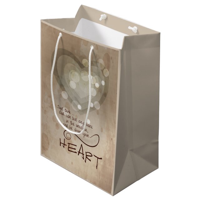 Heart Religious Encouragement, Grunge Medium Gift Bag (Front Angled)