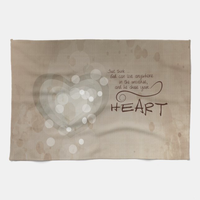 Heart Religious Encouragement, Grunge Tea Towel (Horizontal)