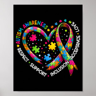 Heart Respect Love Support Autism Awareness Shirts Poster