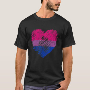 Heart Retro LGBT Pride Month Support LGBTQ Flag Bi T-Shirt