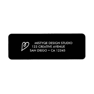 Heart Return Address Label in Black