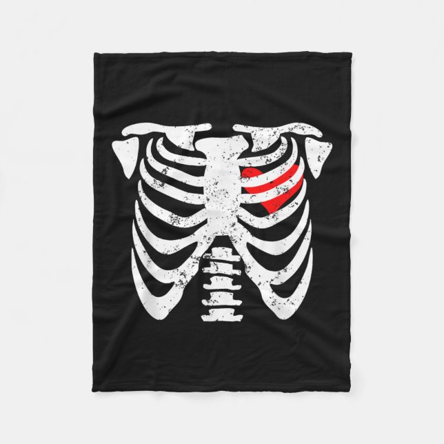 Heart Rib Cage X-ray Adult Kids Funny Valentine Sk Fleece Blanket (Front)