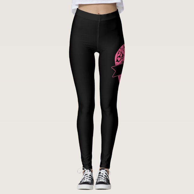Heart Ribbon Breast Cancer Awareness Leggings (Front)
