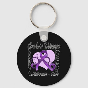 Heart Ribbon - Crohn's Disease Awareness Key Ring
