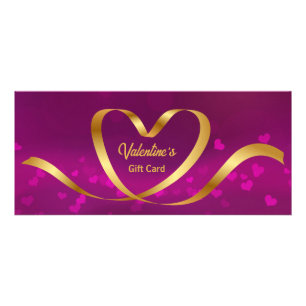 Heart Ribbon Gold Purple Valentine's Day Gift Card