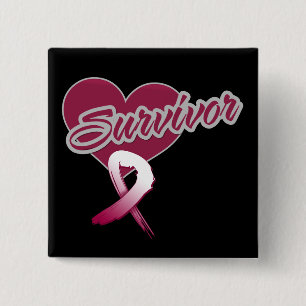 Heart Ribbon - Head and Neck Cancer Survivor 15 Cm Square Badge