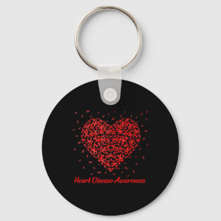 Heart Ribbon Heart Disease Awareness Gifts  Key Ring