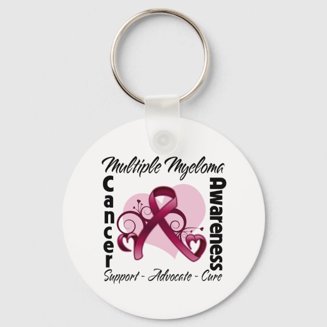 Heart Ribbon - Multiple Myeloma Awareness Key Ring (Front)